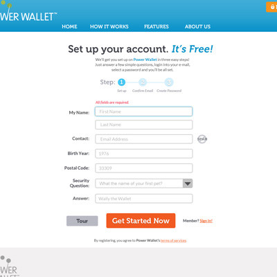 Set Up Account - Page Composition